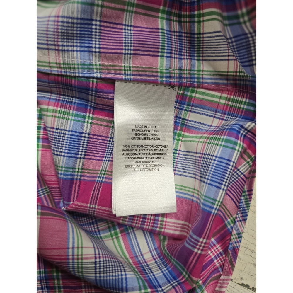 Polo Ralph Lauren Mens Pink Blue Plaid Non-Iron Cotton Button Down Shirt Small S - Picture 7 of 9